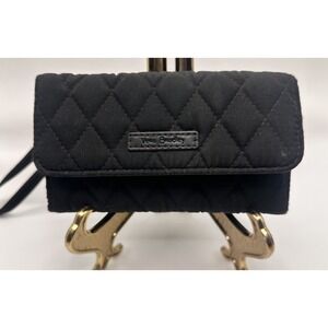 Vera Bradley Classic Black All-in-One Wristlet‎ Clutch Wallet 7"x4"